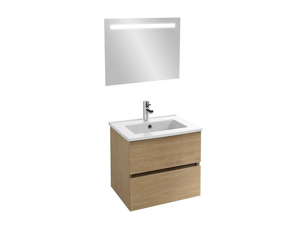 Meuble vasque 80 cm JACOB DELAFON Tolbiac chêne + miroir led