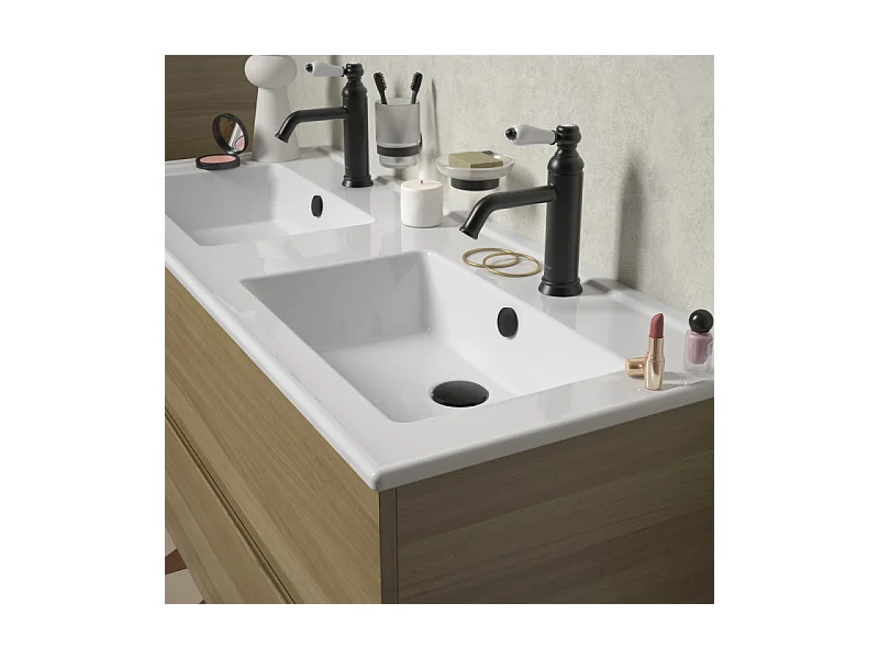 Meuble vasque 80 cm JACOB DELAFON Tolbiac chêne + miroir led