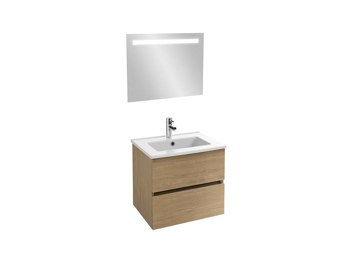 Meuble vasque 80 cm JACOB DELAFON Tolbiac chêne + miroir led