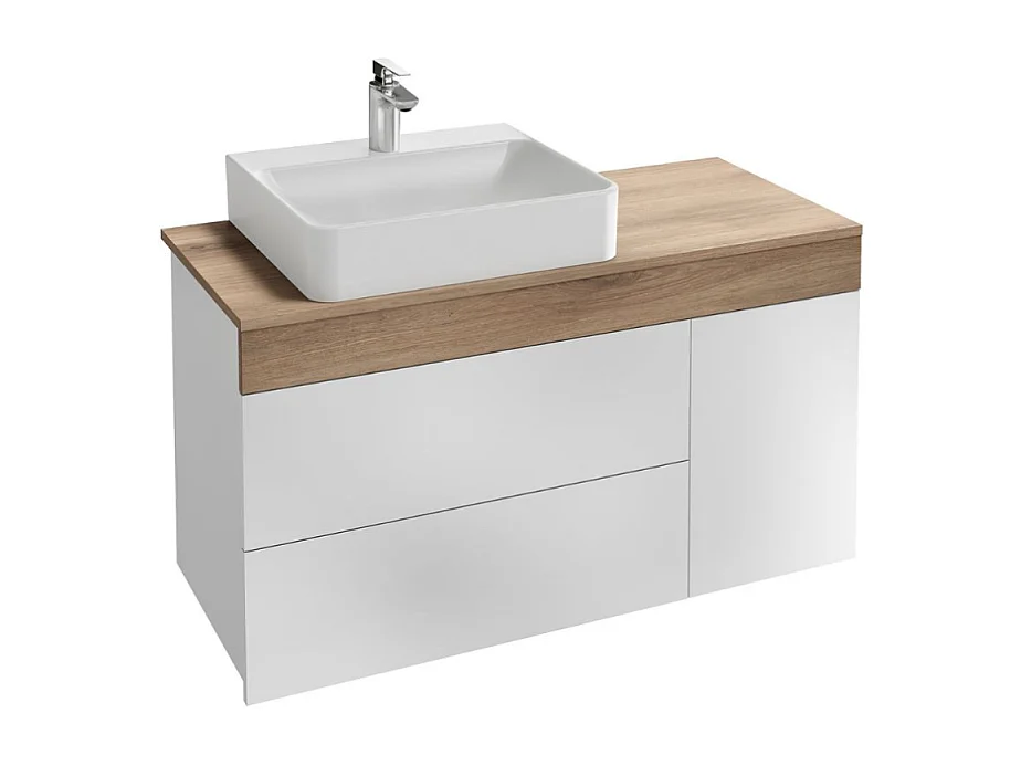 Meuble vasque à poser à gauche 83 cm JACOB DELAFON Sully blanc et chêne