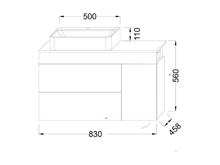 Meuble vasque à poser à gauche 83 cm JACOB DELAFON Sully blanc et chêne