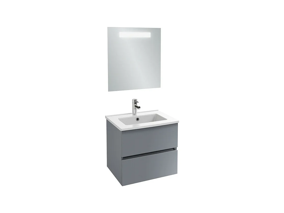 Meuble vasque 60 cm JACOB DELAFON Tolbiac gris anthracite + miroir led