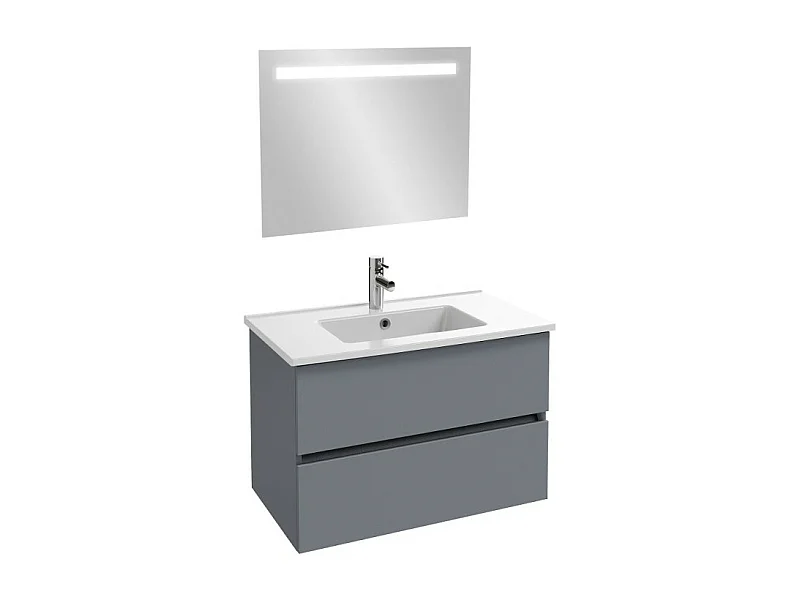 Meuble vasque 80 cm JACOB DELAFON Tolbiac gris anthracite + miroir led