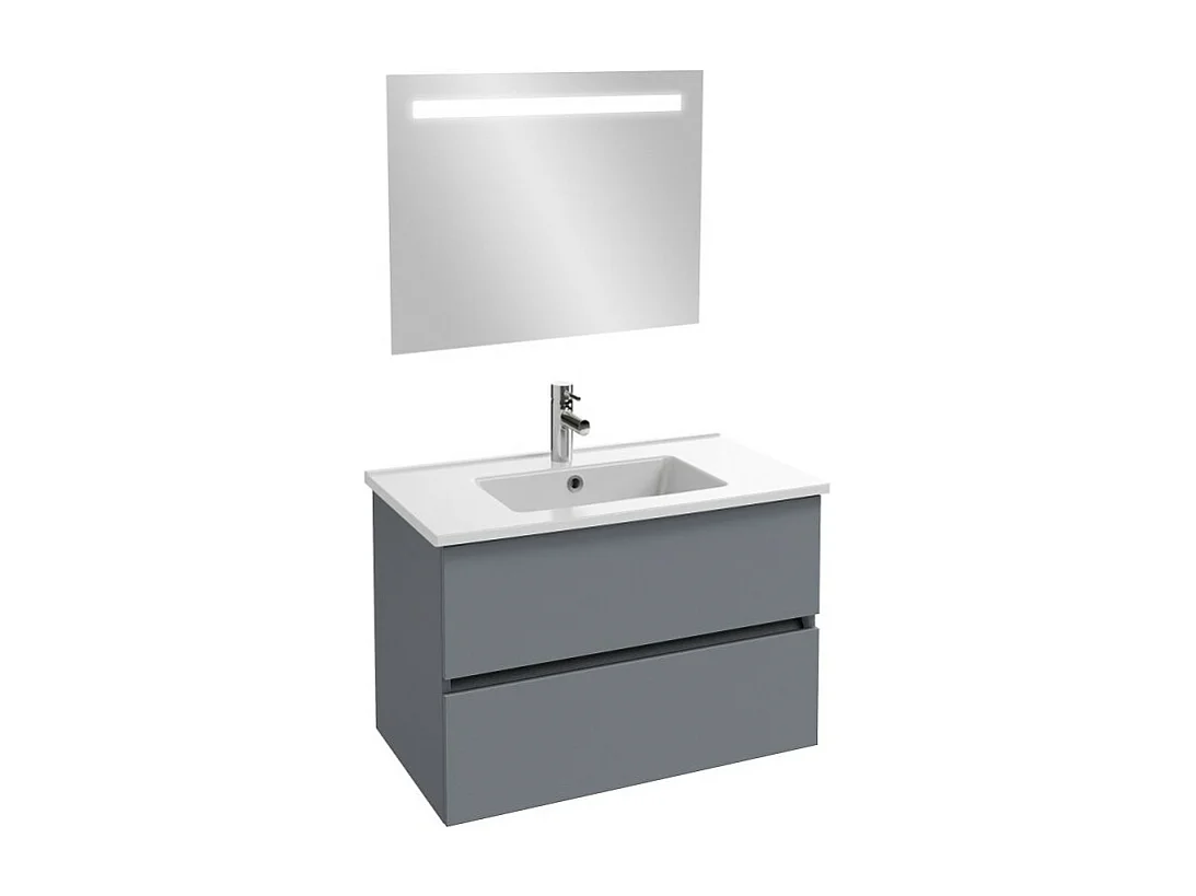 Meuble vasque 80 cm JACOB DELAFON Tolbiac gris anthracite + miroir led