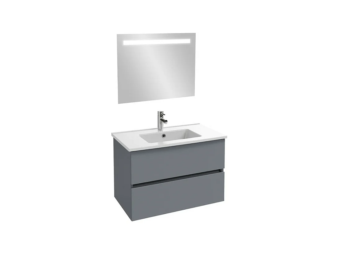 Meuble vasque 80 cm JACOB DELAFON Tolbiac gris anthracite + miroir led
