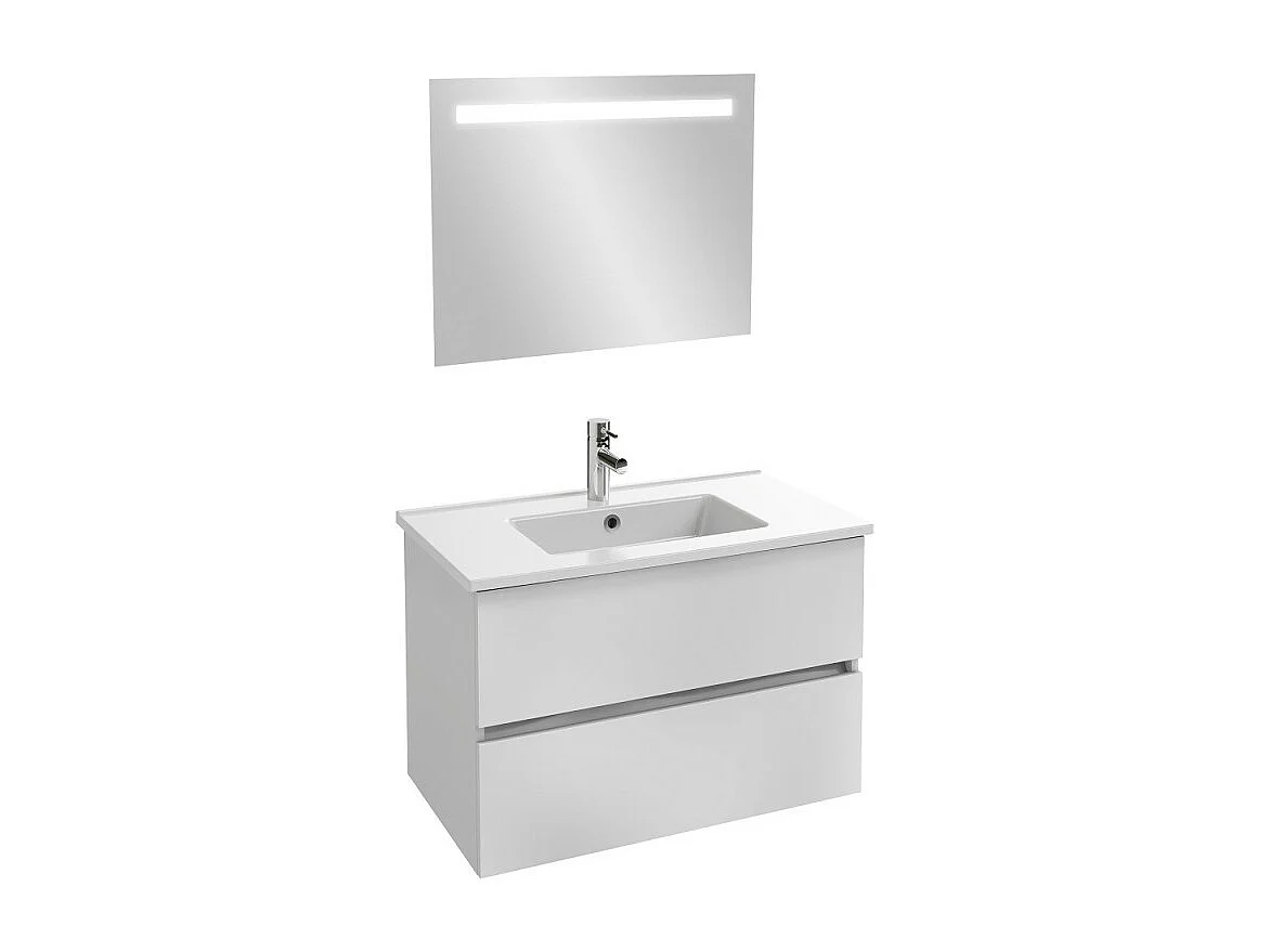 Meuble vasque 81 cm JACOB DELAFON Tolbiac blanc + miroir led