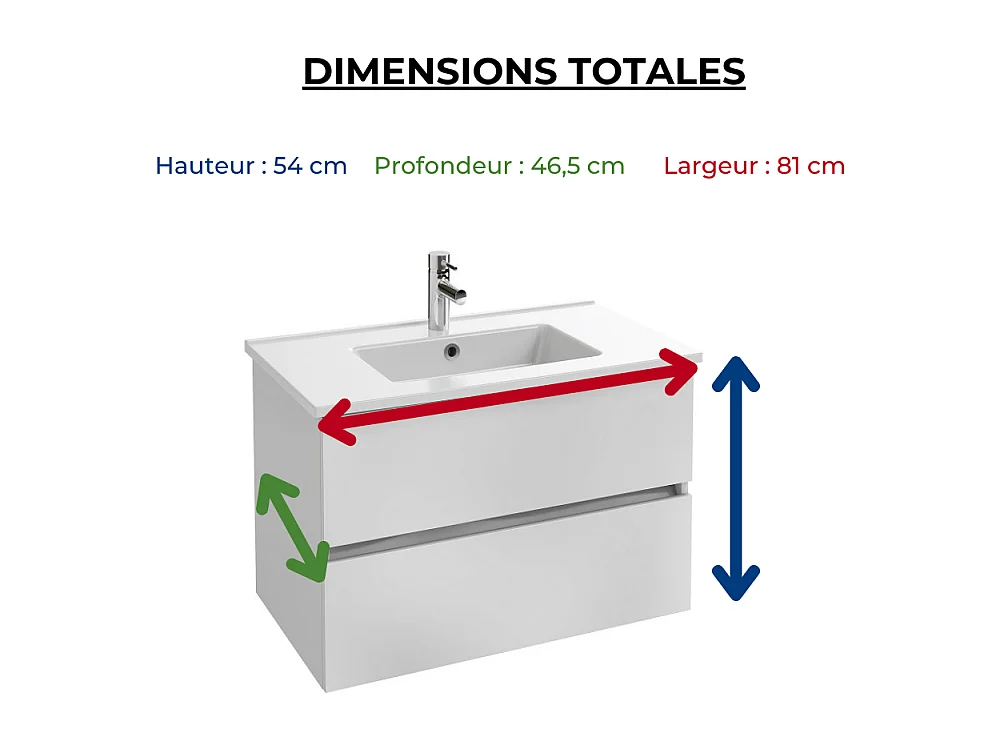 Meuble vasque 81 cm JACOB DELAFON Tolbiac blanc + miroir led