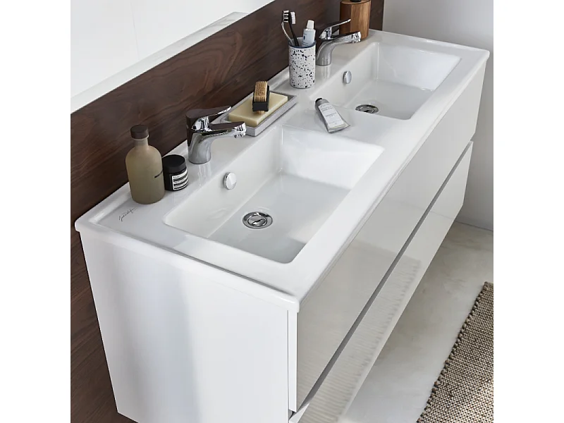 Meuble vasque 81 cm JACOB DELAFON Tolbiac blanc + miroir led