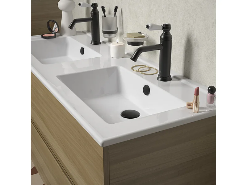 Meuble vasque 81 cm JACOB DELAFON Tolbiac blanc + miroir led
