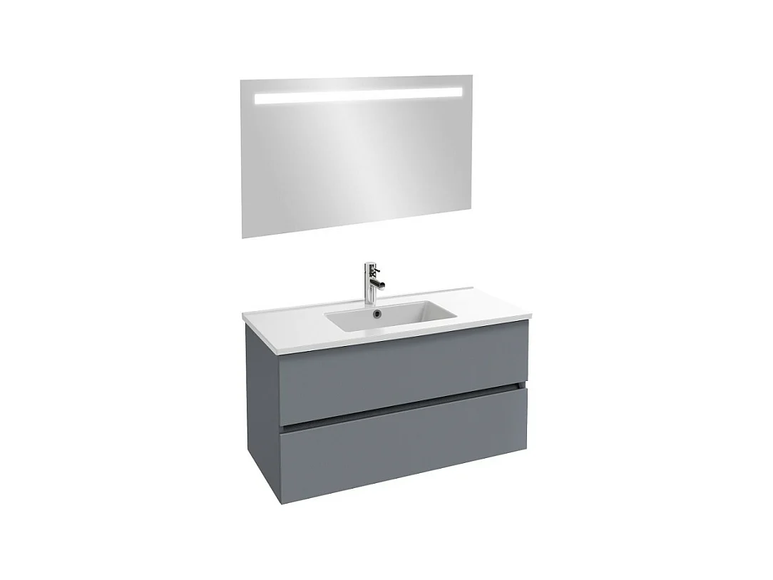 Meuble vasque 100 cm JACOB DELAFON Tolbiac gris anthracite + miroir led