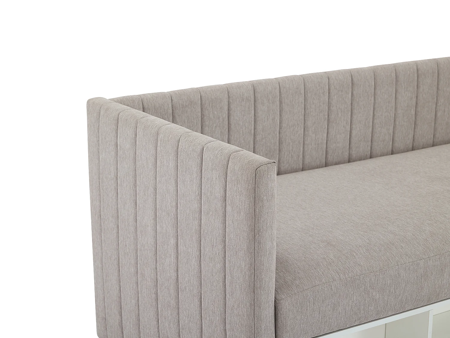 Bett Klappsofa mit Bettkasten - 80 x 200 cm - Stoff - Taupe - LAOZIA