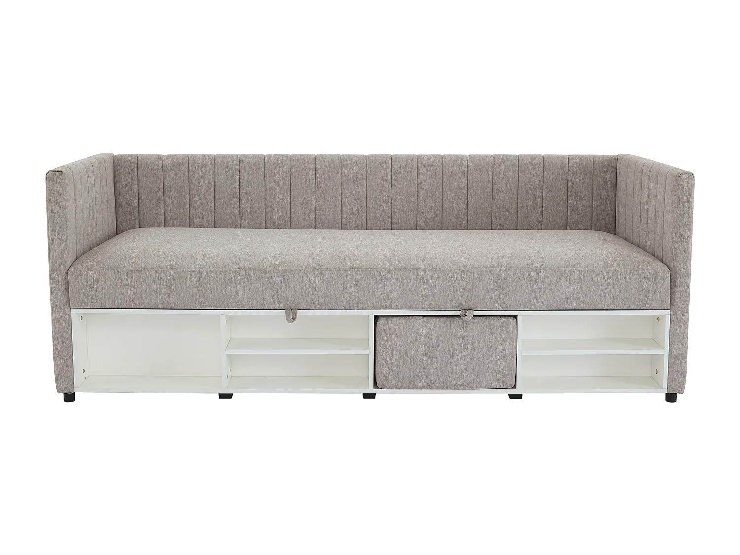 Bett Klappsofa mit Bettkasten - 80 x 200 cm - Stoff - Taupe - LAOZIA