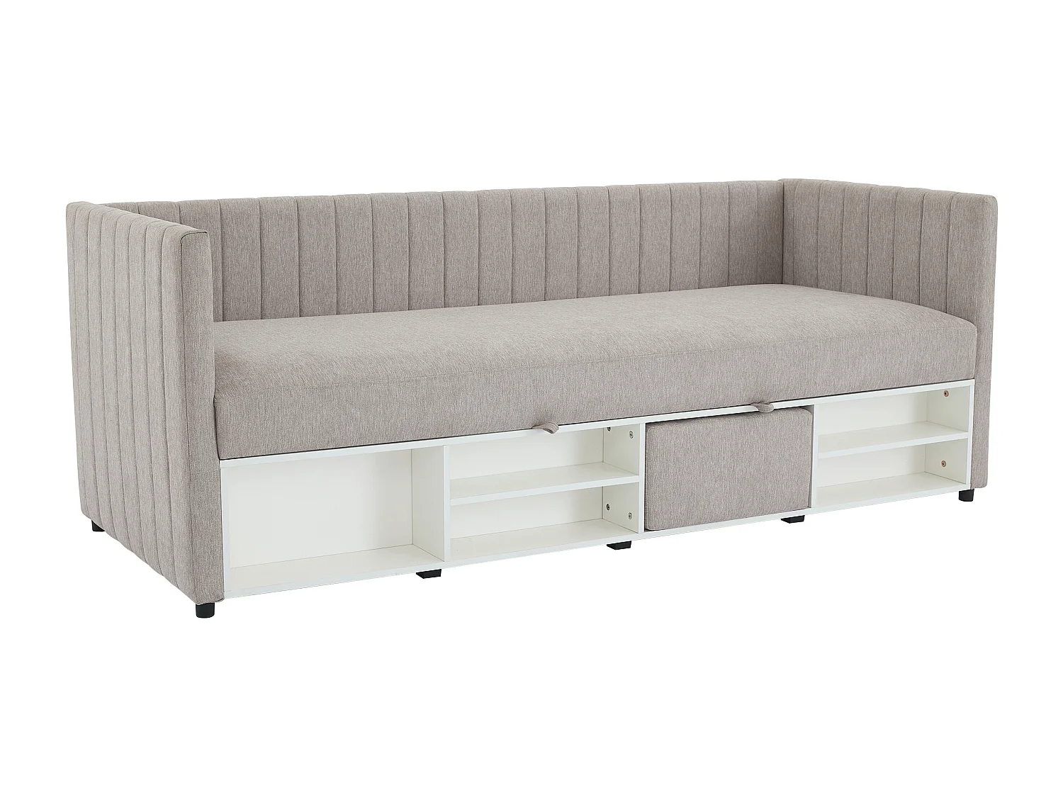 Lit coffre banquette 80 x 200 cm - Tissu - Taupe - LAOZIA