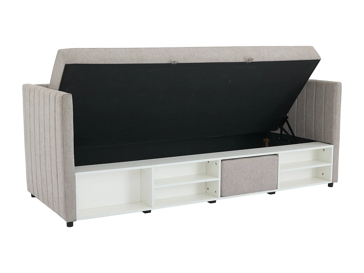 Lit coffre banquette 80 x 200 cm - Tissu - Taupe - LAOZIA