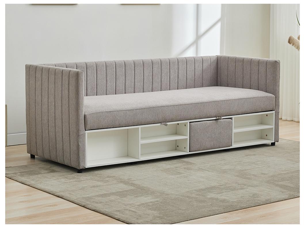 Letto divano con contenitore 80 x 200 cm Tessuto Tortora - LAOZIA