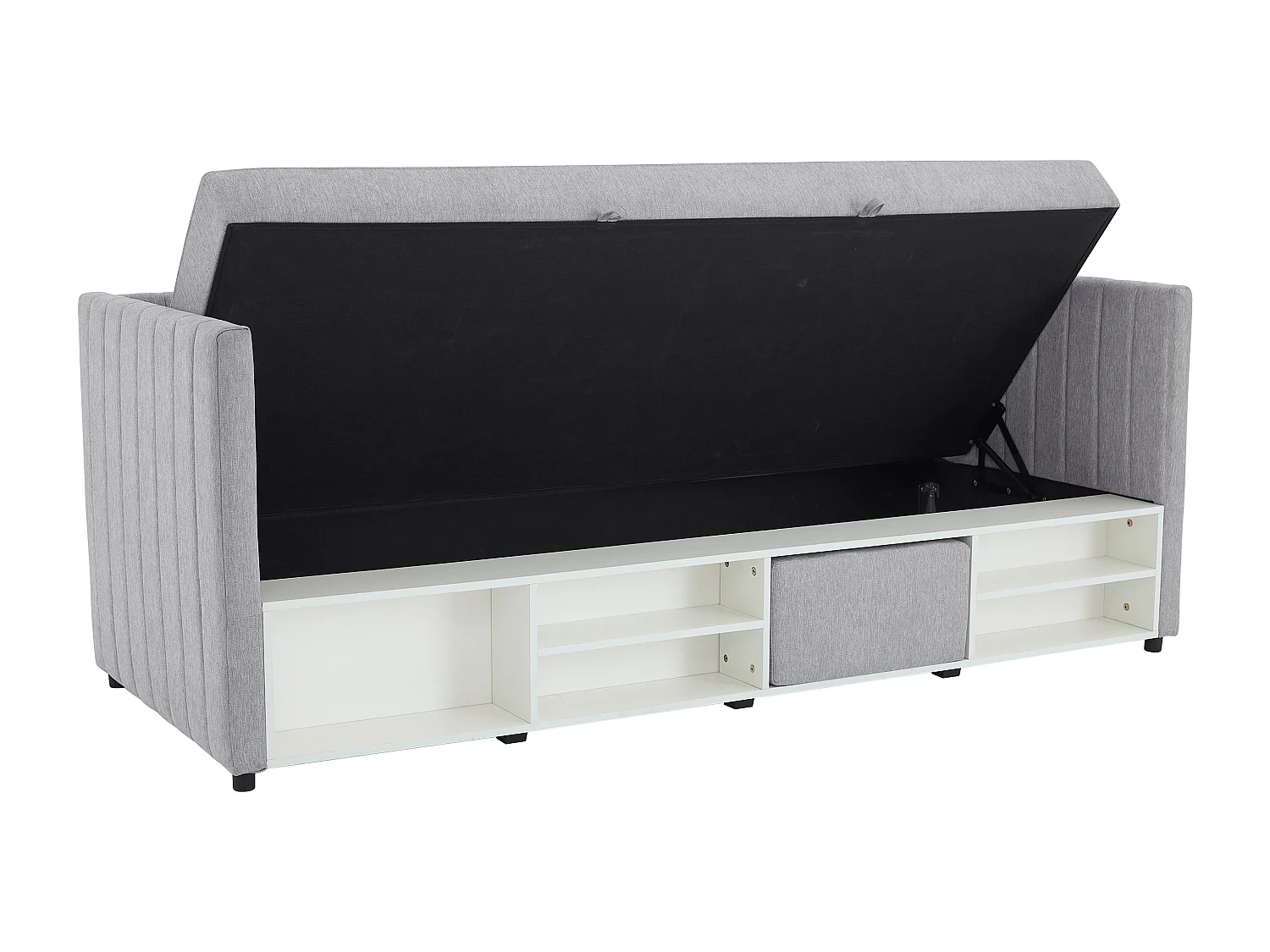 Bett Klappsofa mit Bettkasten - 80 x 200 cm - Stoff - Grau - LAOZIA