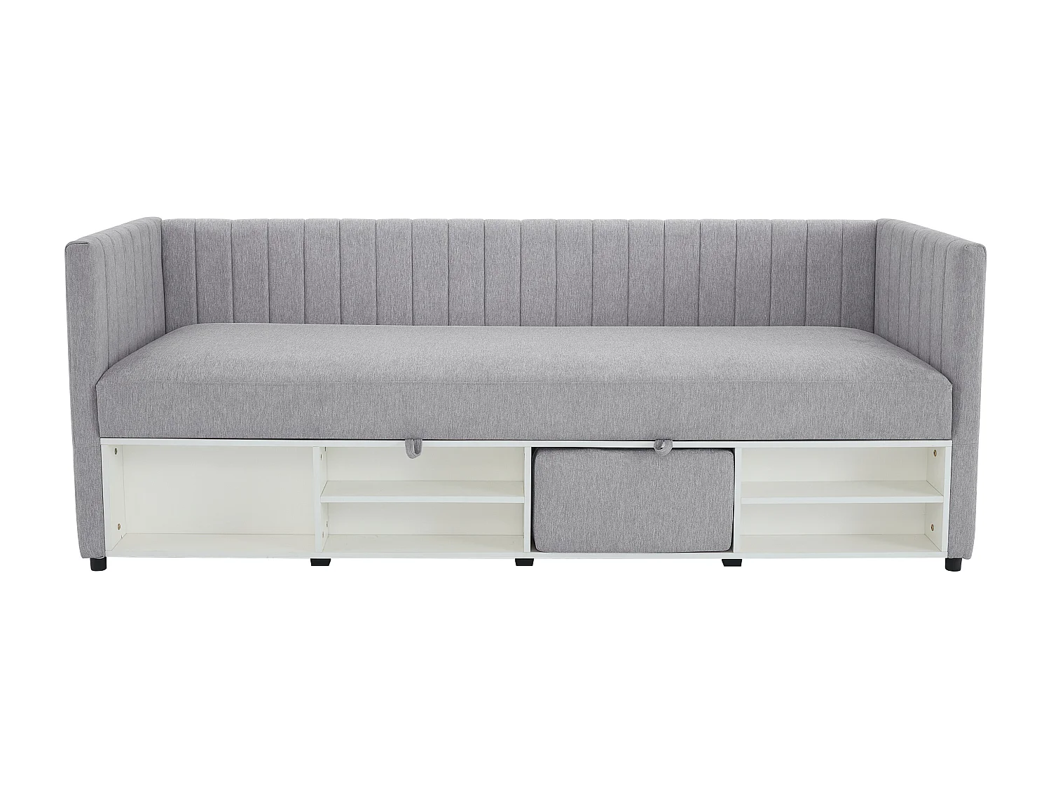 Bett Klappsofa mit Bettkasten - 80 x 200 cm - Stoff - Grau - LAOZIA