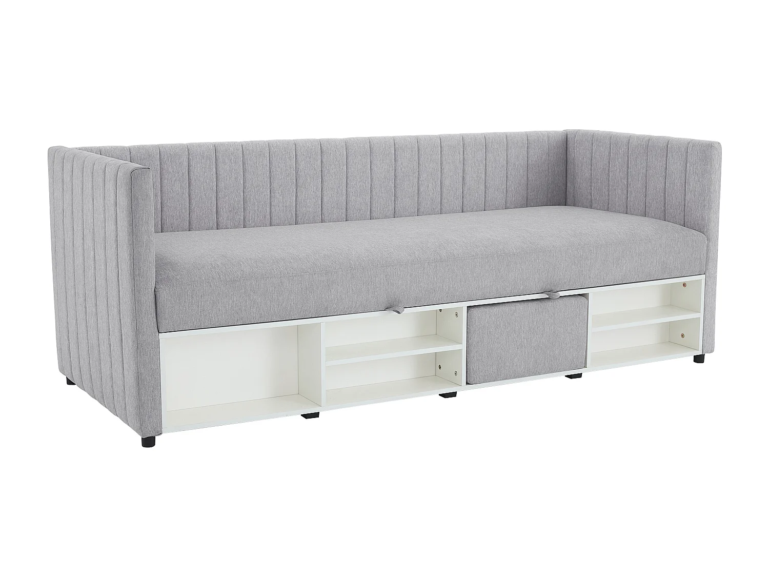 Lit coffre banquette 80 x 200 cm - Tissu - Gris - LAOZIA
