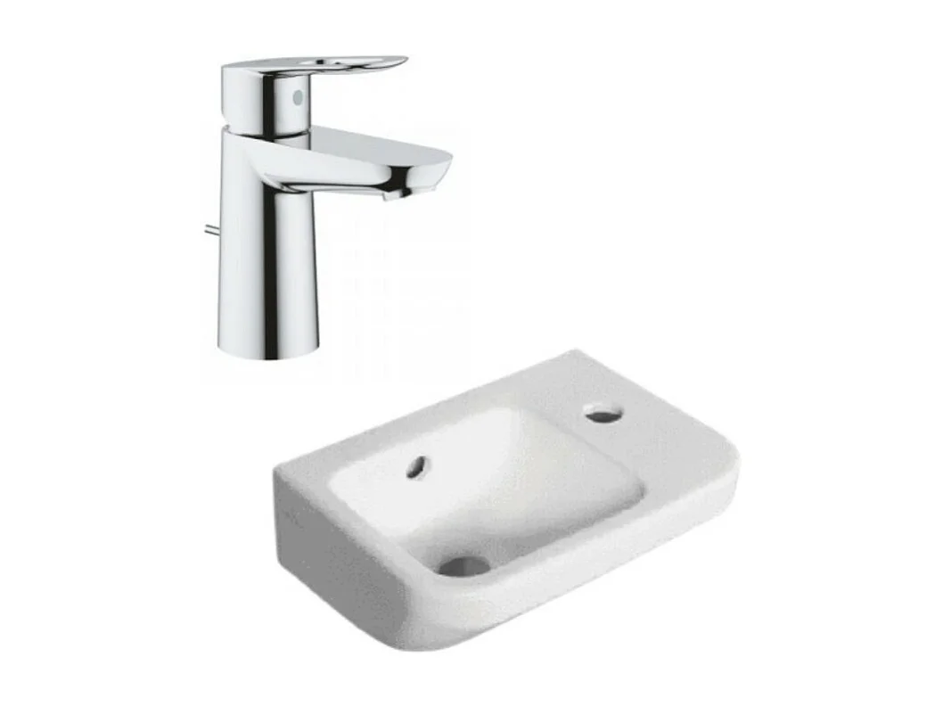 Ensemble lave mains VILLEROY ET BOCH Architectura avec robinet lavabo Grohe Bauloop (taille S)