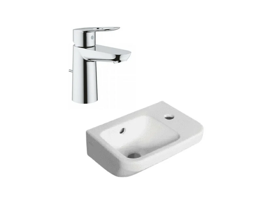 Ensemble lave mains VILLEROY ET BOCH Architectura avec robinet lavabo Grohe Bauloop (taille S)