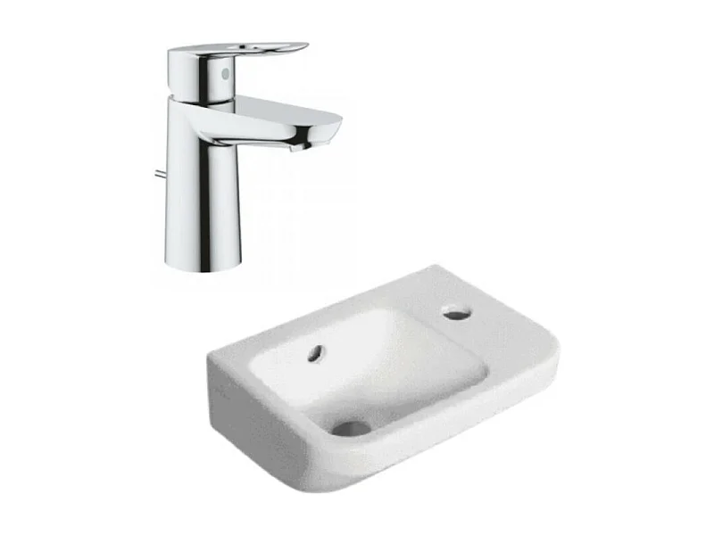 Ensemble lave mains VILLEROY ET BOCH Architectura avec robinet lavabo Grohe Bauloop (taille S)