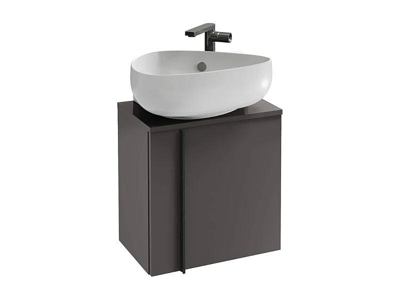 Meuble WC sous vasque JACOB DELAFON, Nouvelle Vague + vasque Gris anthracite, v. gauche