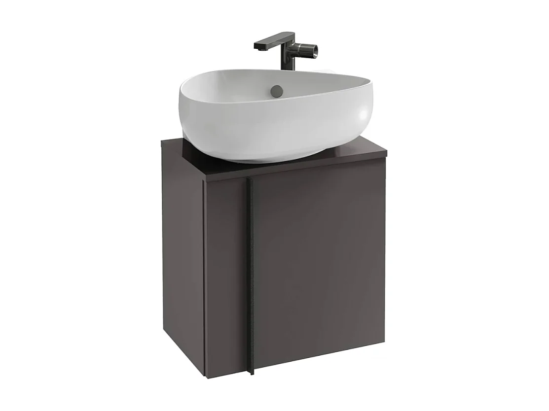 Meuble WC sous vasque JACOB DELAFON, Nouvelle Vague + vasque Gris anthracite, v. gauche