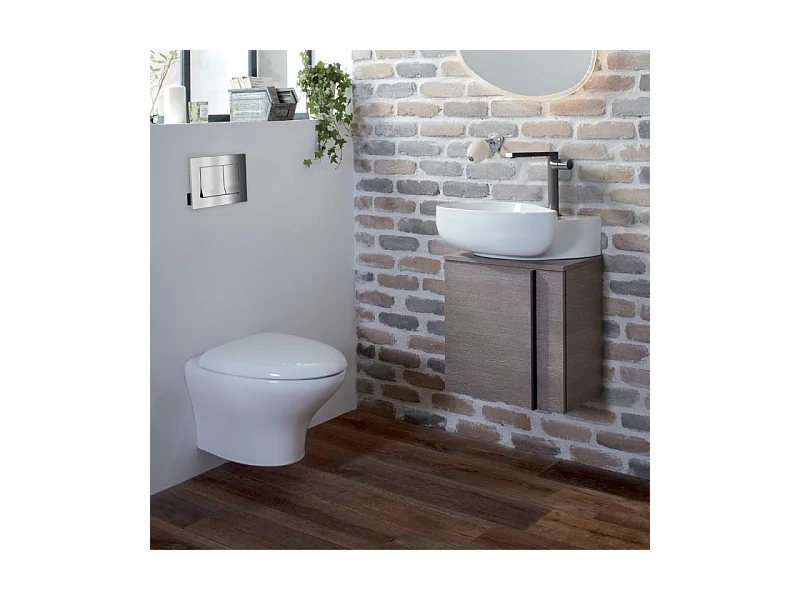 Meuble WC sous vasque JACOB DELAFON, Nouvelle Vague + vasque Gris anthracite, v. gauche