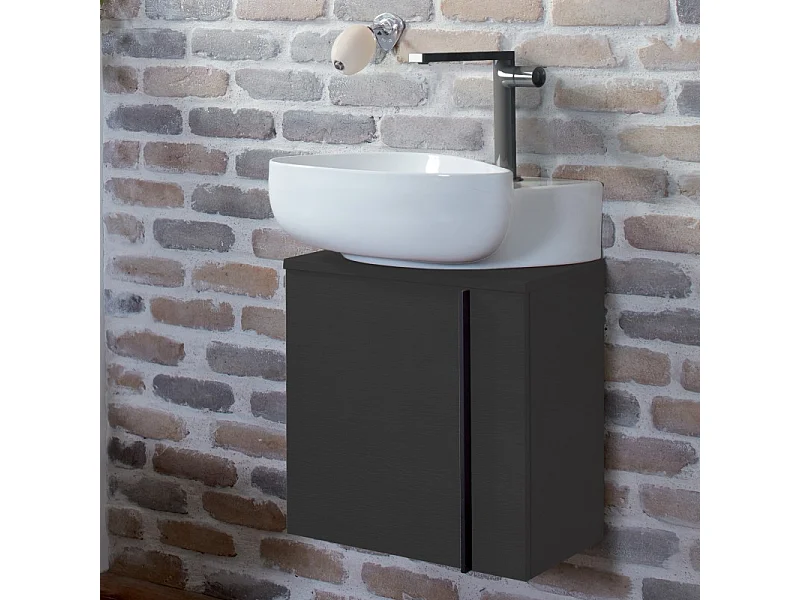 Meuble WC sous vasque JACOB DELAFON, Nouvelle Vague + vasque Gris anthracite, v. gauche
