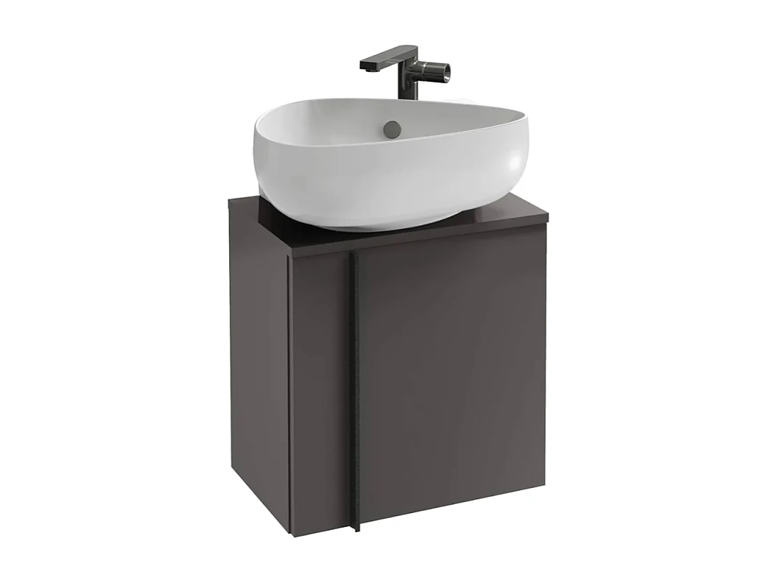 Meuble WC sous vasque JACOB DELAFON, Nouvelle Vague + vasque Gris anthracite, v. gauche