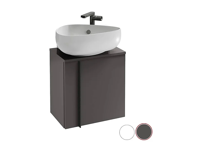 Meuble WC sous vasque JACOB DELAFON, Nouvelle Vague + vasque Gris anthracite, v. droite