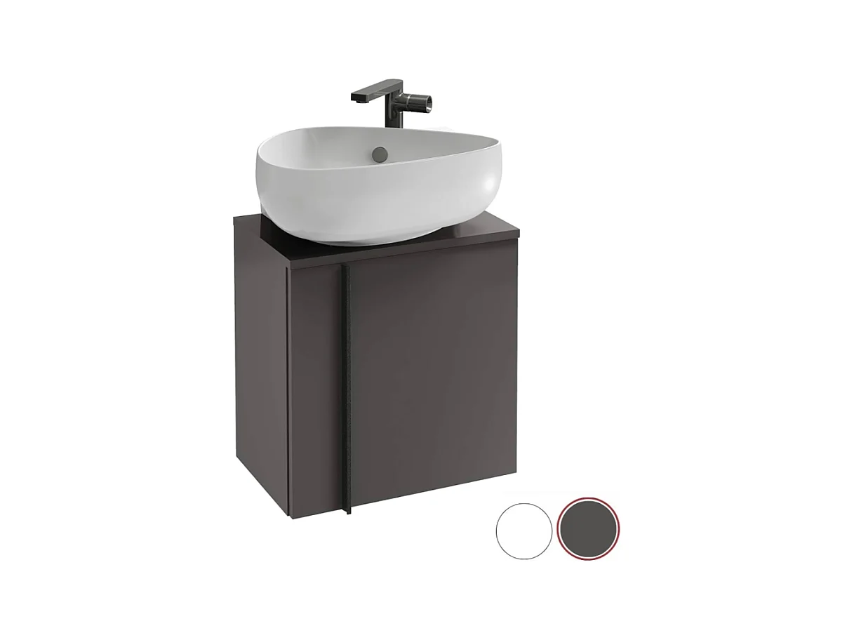 Meuble WC sous vasque JACOB DELAFON, Nouvelle Vague + vasque Gris anthracite, v. droite