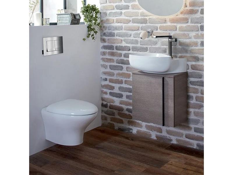 Meuble WC sous vasque JACOB DELAFON, Nouvelle Vague + vasque Gris anthracite, v. droite