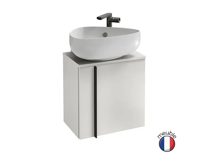 Meuble WC sous vasque JACOB DELAFON, Nouvelle Vague + vasque Gris anthracite, v. droite