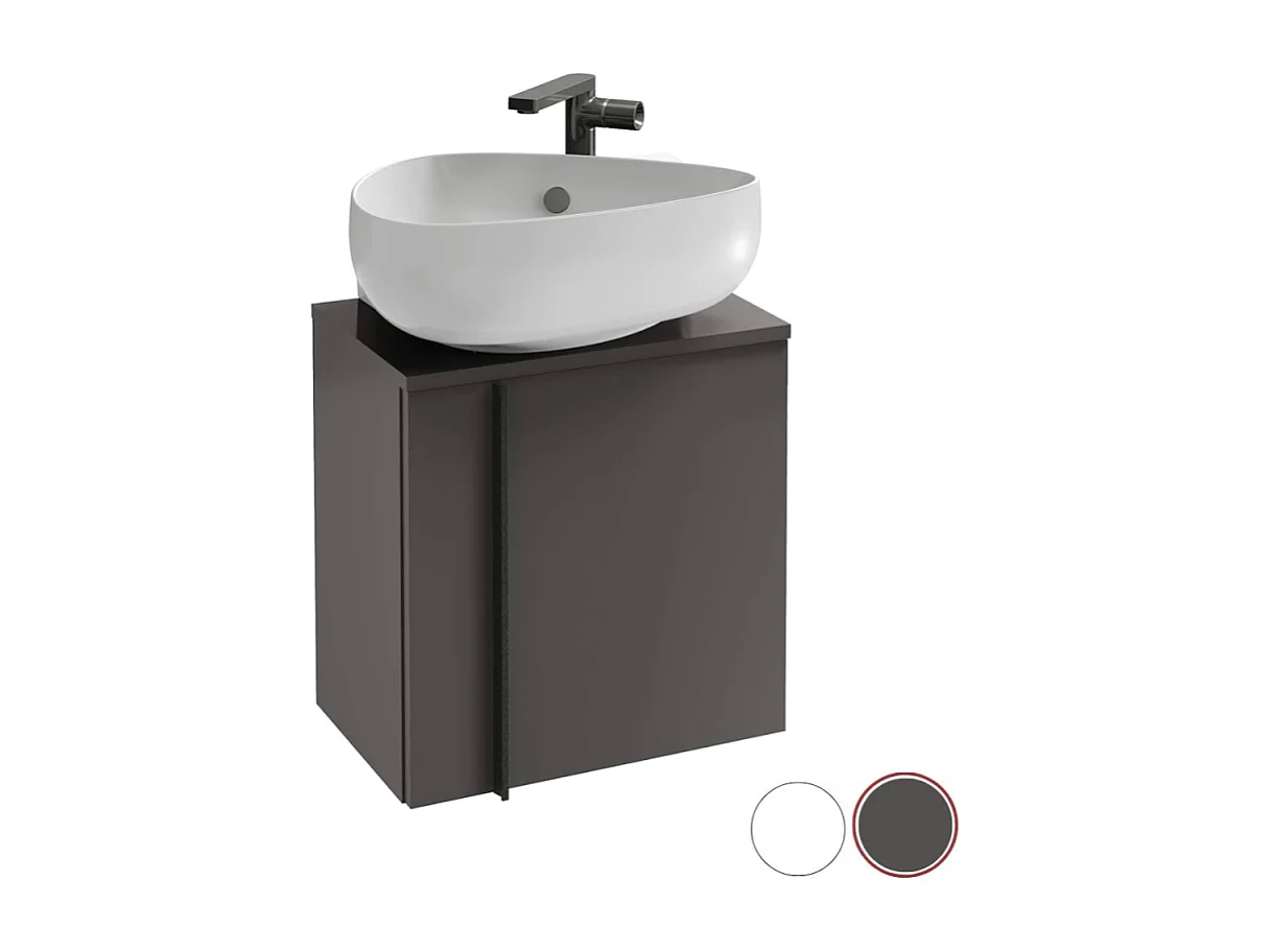 Meuble WC sous vasque JACOB DELAFON, Nouvelle Vague + vasque Gris anthracite, v. droite