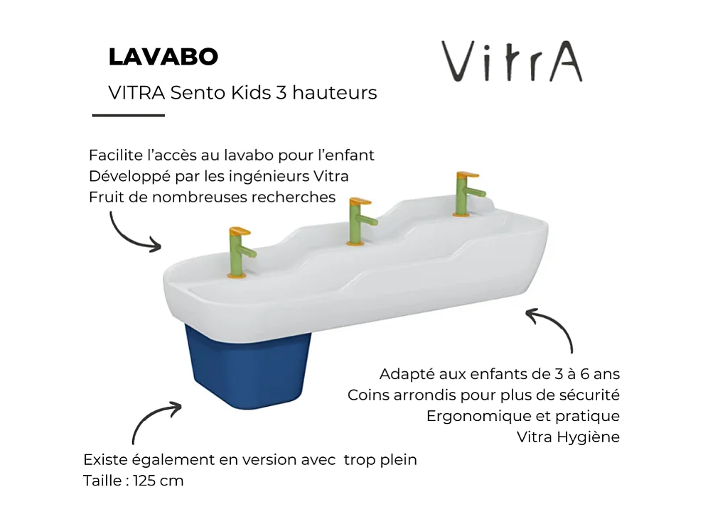 Lavabo pour enfant VITRA Sento Kids 3 hauteurs