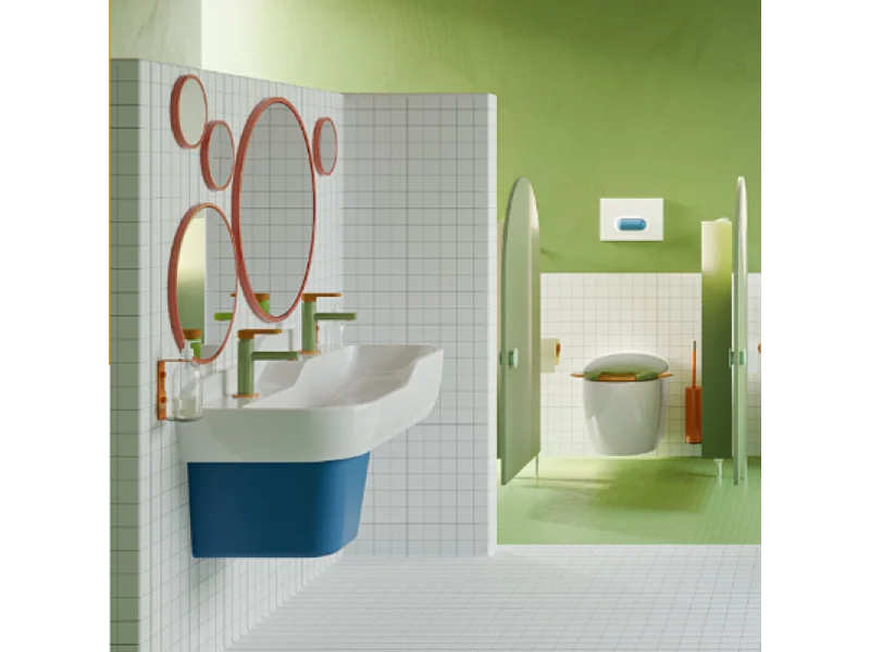 Lavabo pour enfant VITRA Sento Kids 85 cm 2 hauteurs avec trop-plein + cache-siphon Sento kids