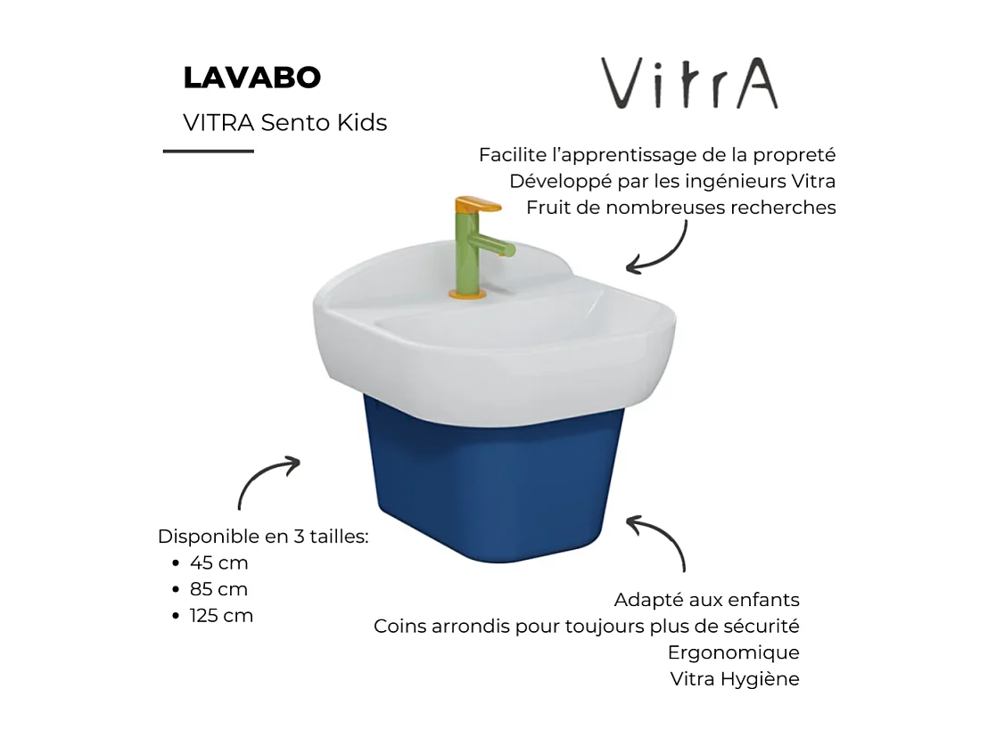 Lavabo pour enfant VITRA Sento Kids 45 cm avec cache bonde