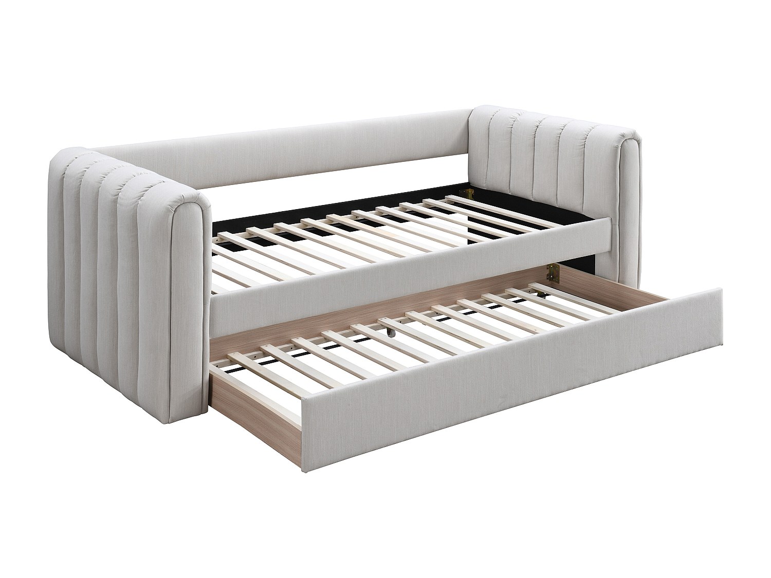 Ausziehbett - 90 x 190 cm - Stoff - Beige - SAHONA günstig online kaufen