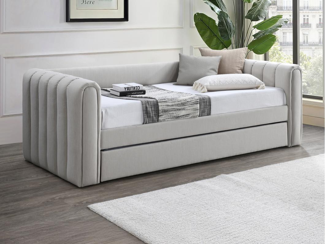 Letto a scomparsa 90 x 190 cm Tessuto Beige - SAHONA