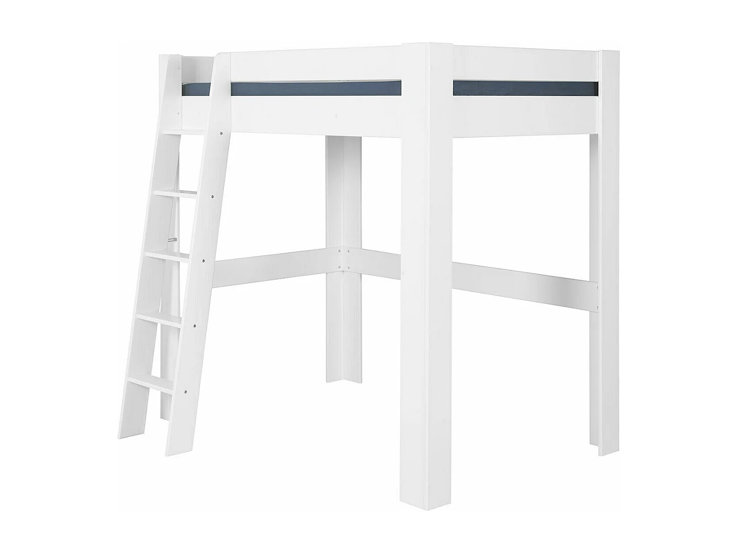 Lit mezzanine 2 places avec bureau 140x190 cm bois massif blanc LEE