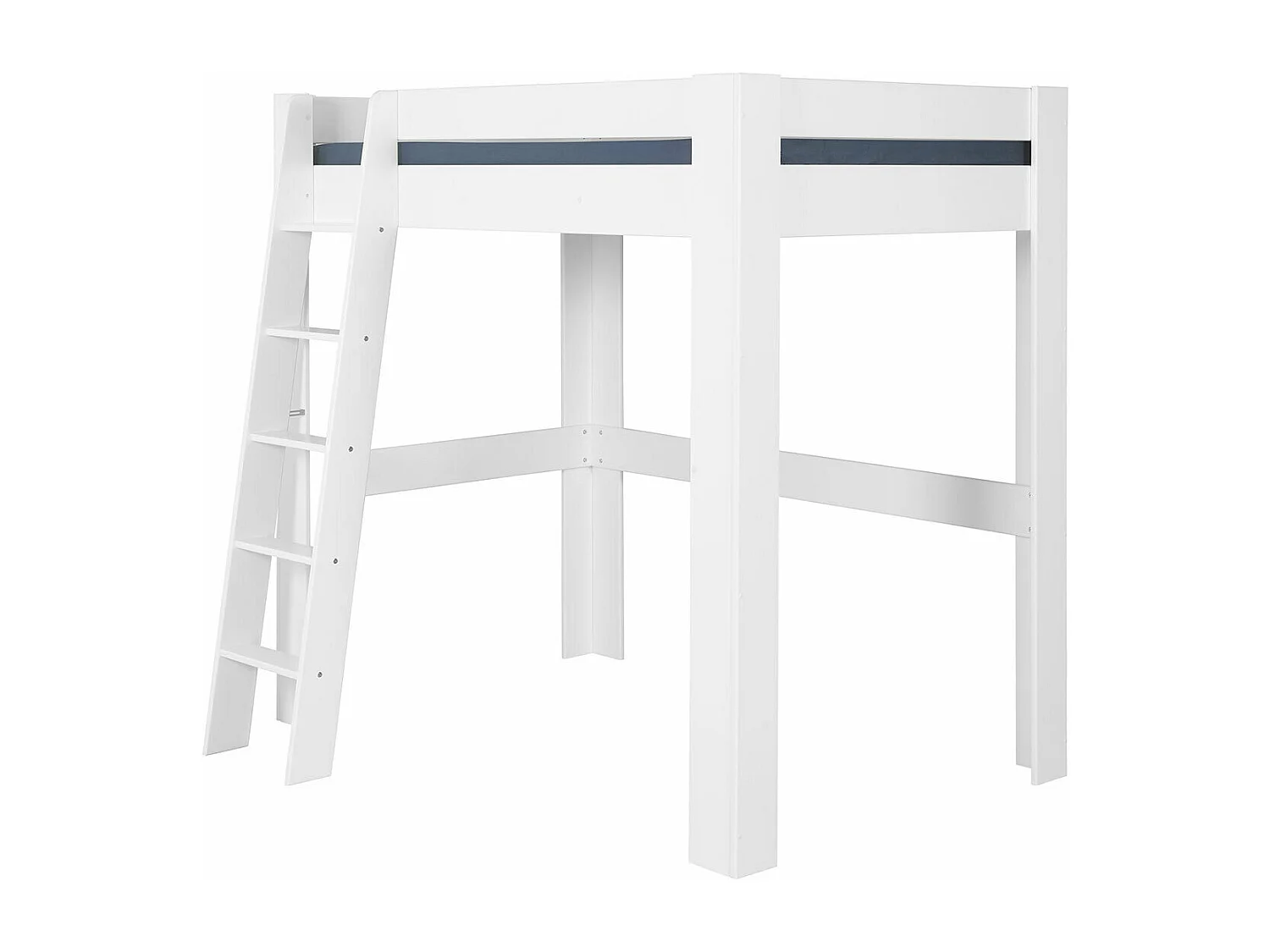 Lit mezzanine 2 places avec bureau 140x190 cm bois massif blanc LEE