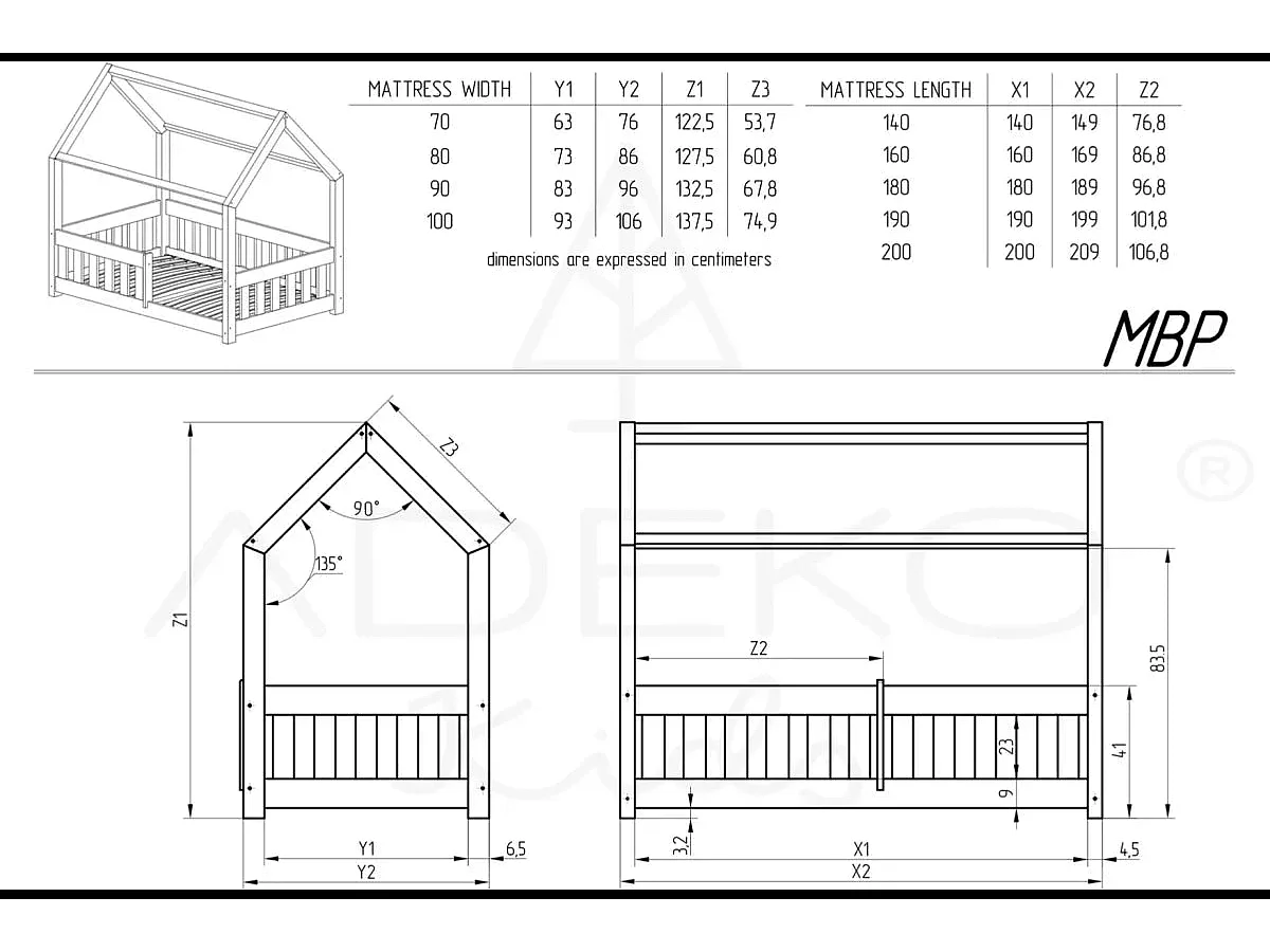 Łóżko dziecięce MILA MBP 80x180 sosna
