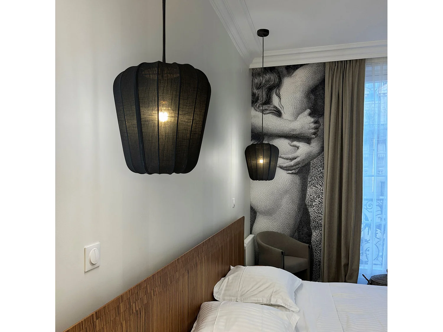 Now's Home - Suspension En Fil De Coton Et Metal Noir D34xht33cm Alba