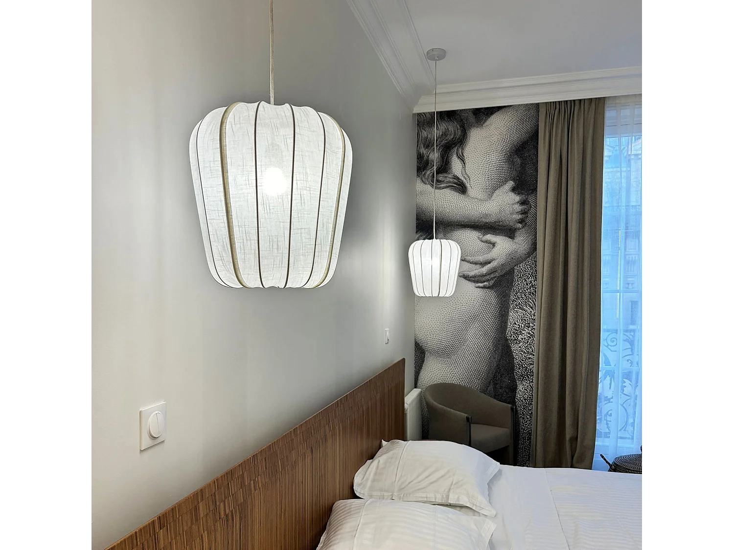 Now's Home - Suspension En Fil De Coton Et Métal Blanc D35xh39cm Alba