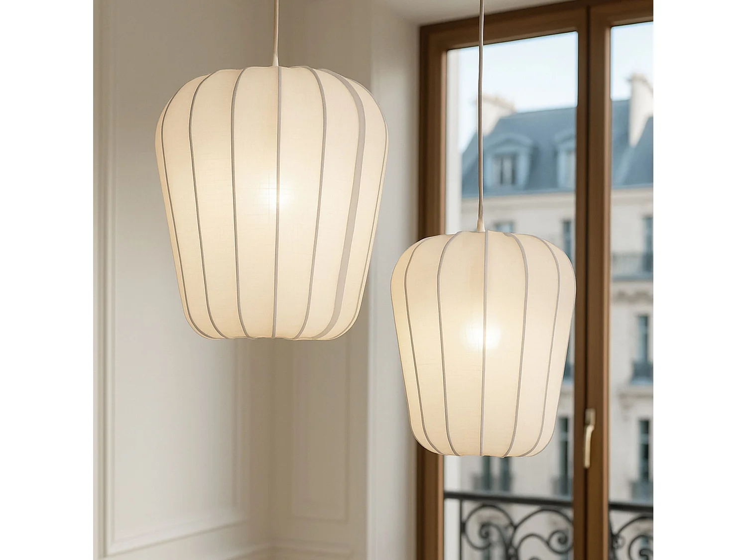 Now's Home - Suspension En Fil De Coton  Et Métal Blanc D34xh33cm Alba