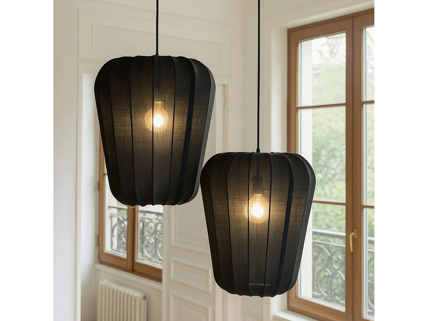Now's Home - Suspension En Fil De Coton Et Métal Noir D35xh39cm Alba