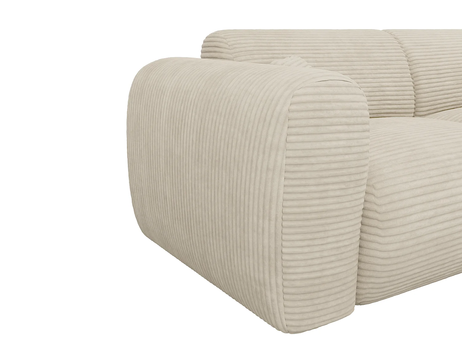 Grand canapé d'angle droit en velours côtelé beige POGNI de Maison Céphy