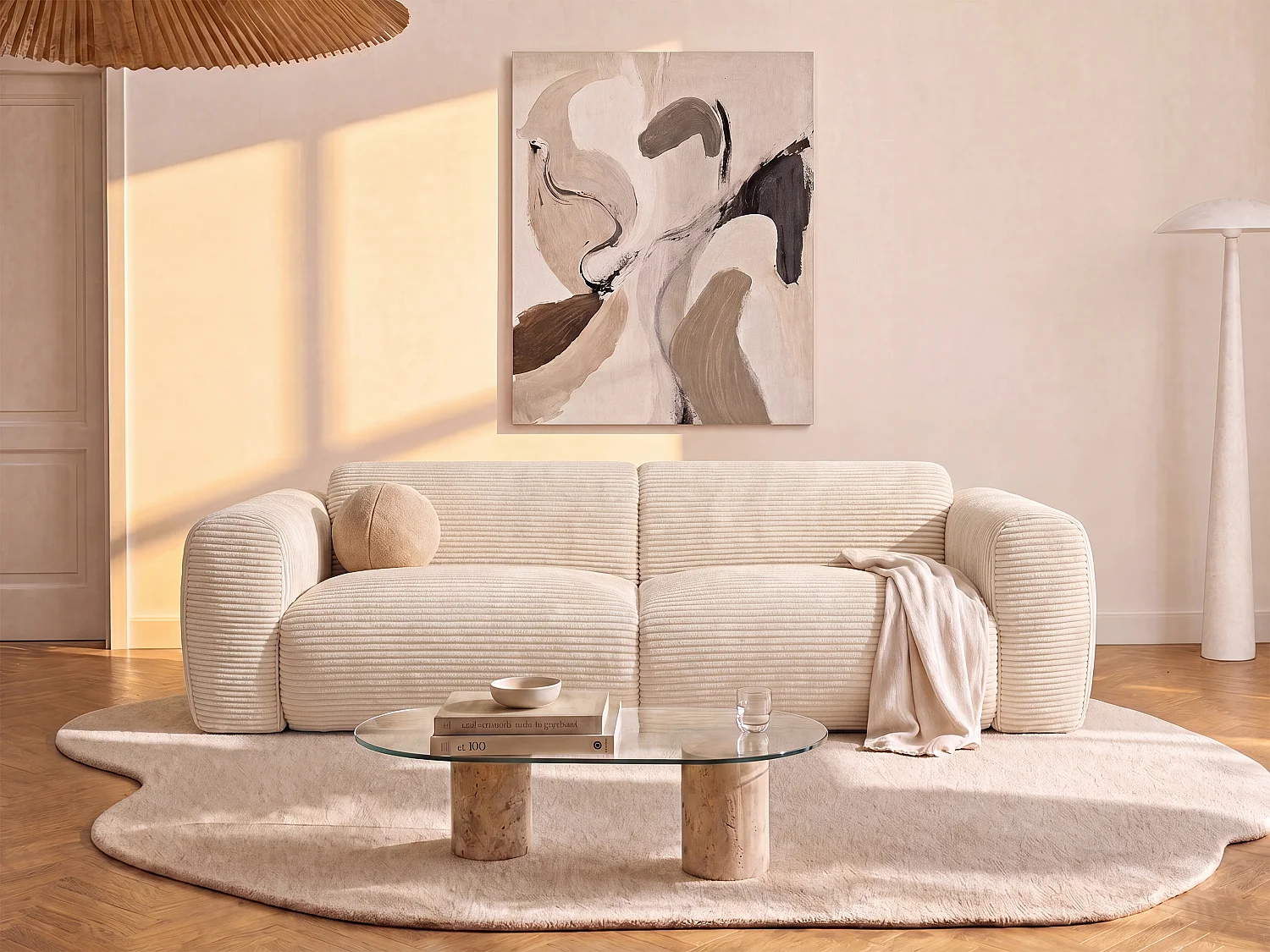 Sofa 3-Sitzer - Cord - Beige - POGNI von Maison Céphy
