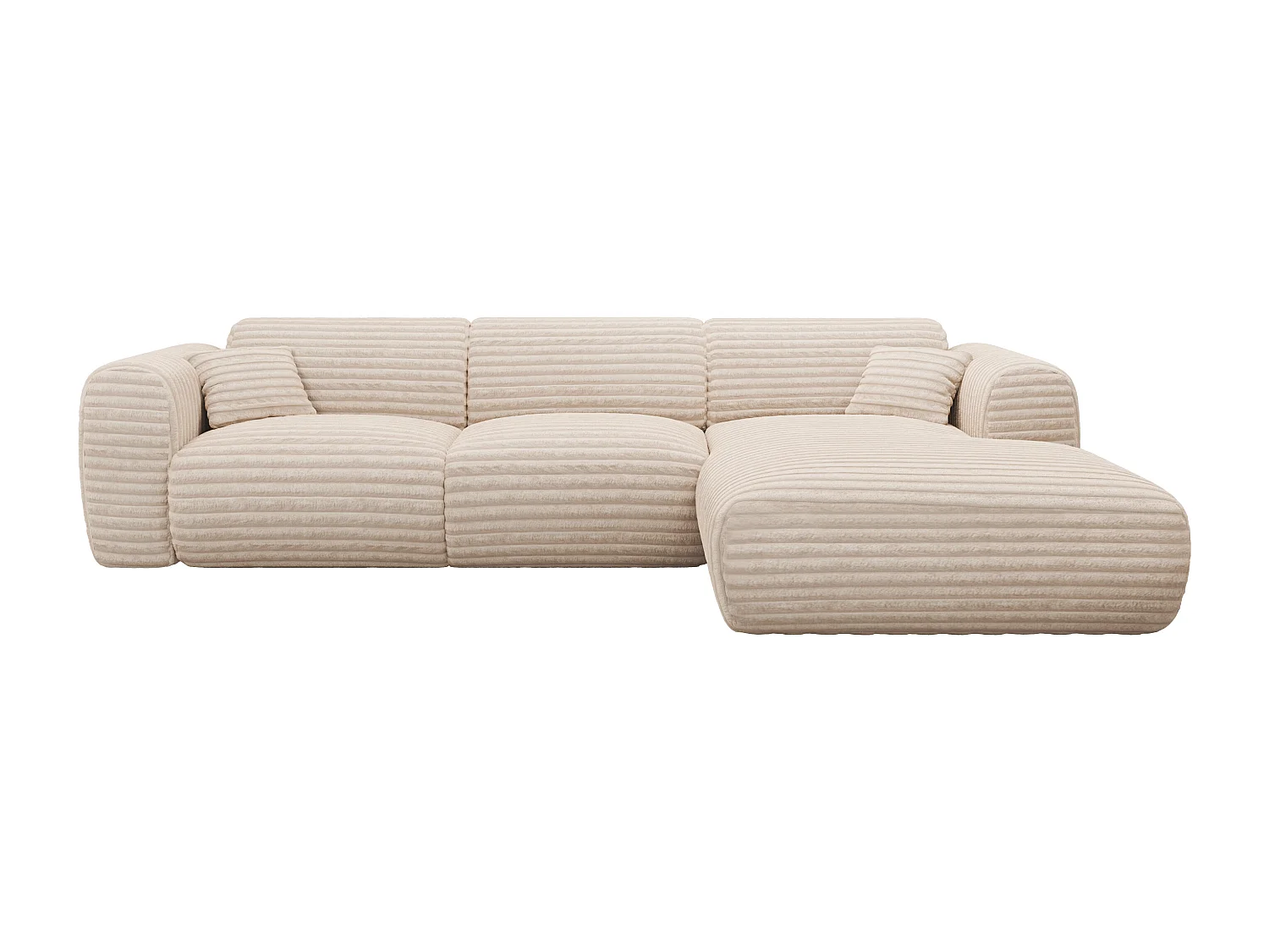 Großes Ecksofa - Ecke rechts - grob gerippter Cord - Beige - POGNI von Maison Céphy